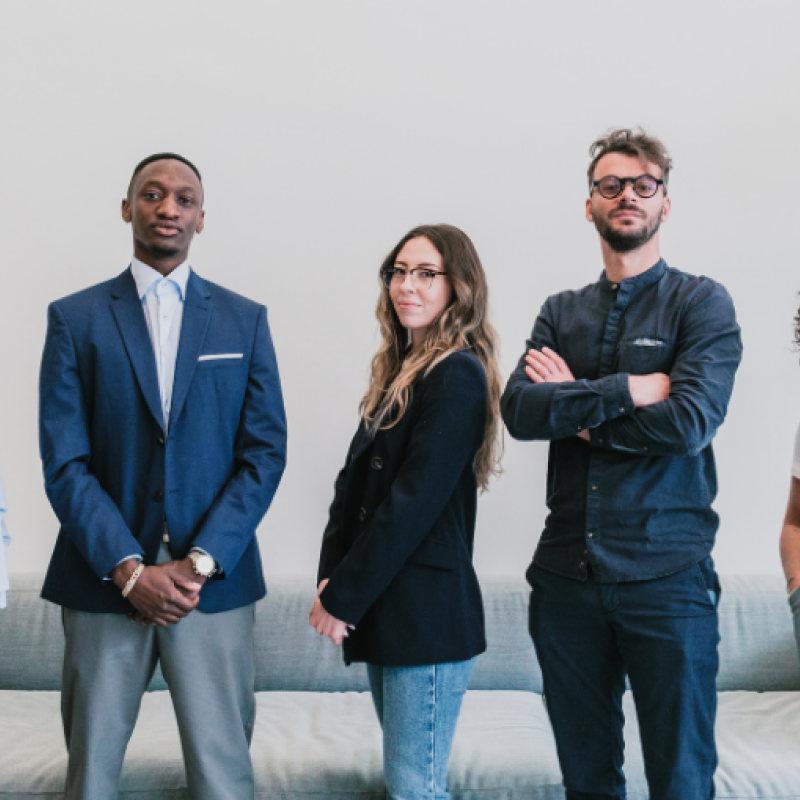 Business colleagues standing together for a group shot